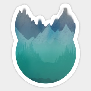 Ombre Mountainscape (Blue, Aqua) Sticker